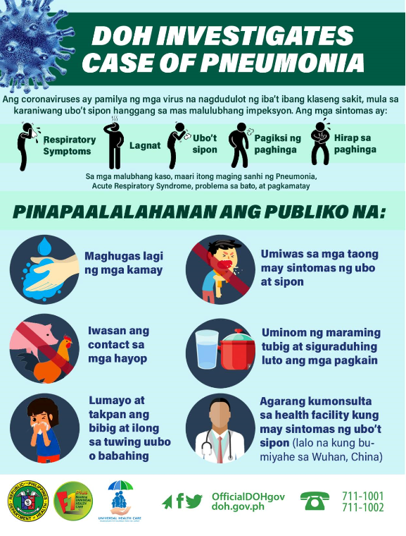 DOH Investigates Case of Pneumonia