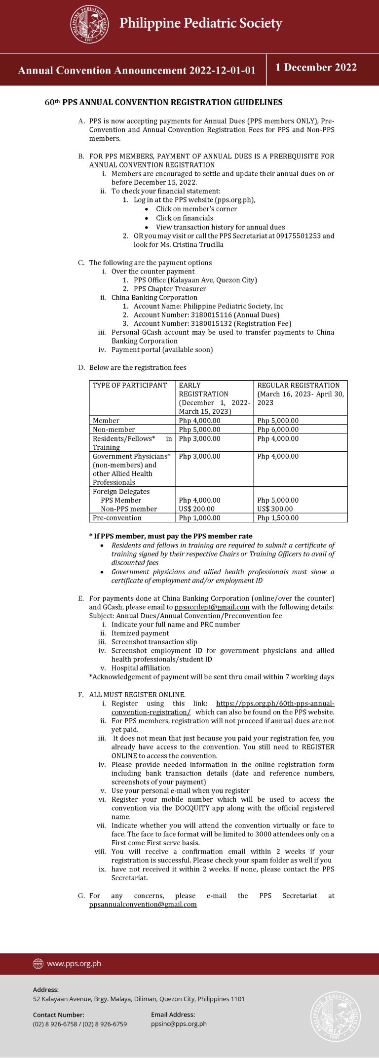 60th PPS Annual Convention Registration Guidelines Philippine