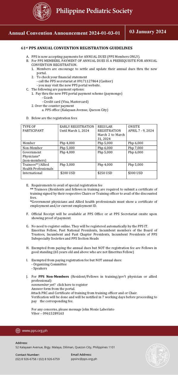 61st PPS Annual Convention Registration Guidelines Philippine